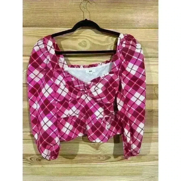 Rahi Red/White Plaid Blossom Top, M - Picture 3 of 12